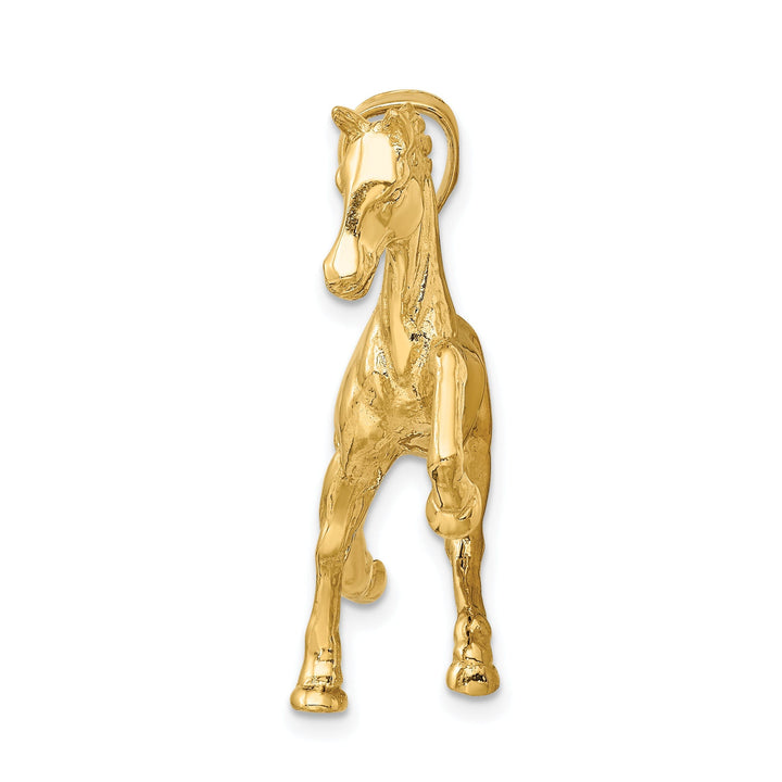 14k Yellow Gold Hollow Polished Finish 3-Dimensional Horse Charm Pendant