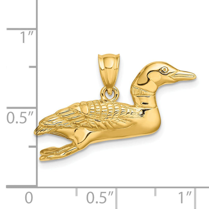 14k Yellow Gold Solid Txtured Polished Finish 3-Dimensional Mallard Charm Pendant