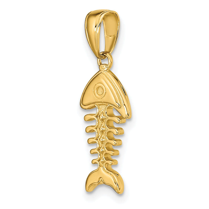 14k Yellow Gold Polished 3-D Fish Bone Pendant