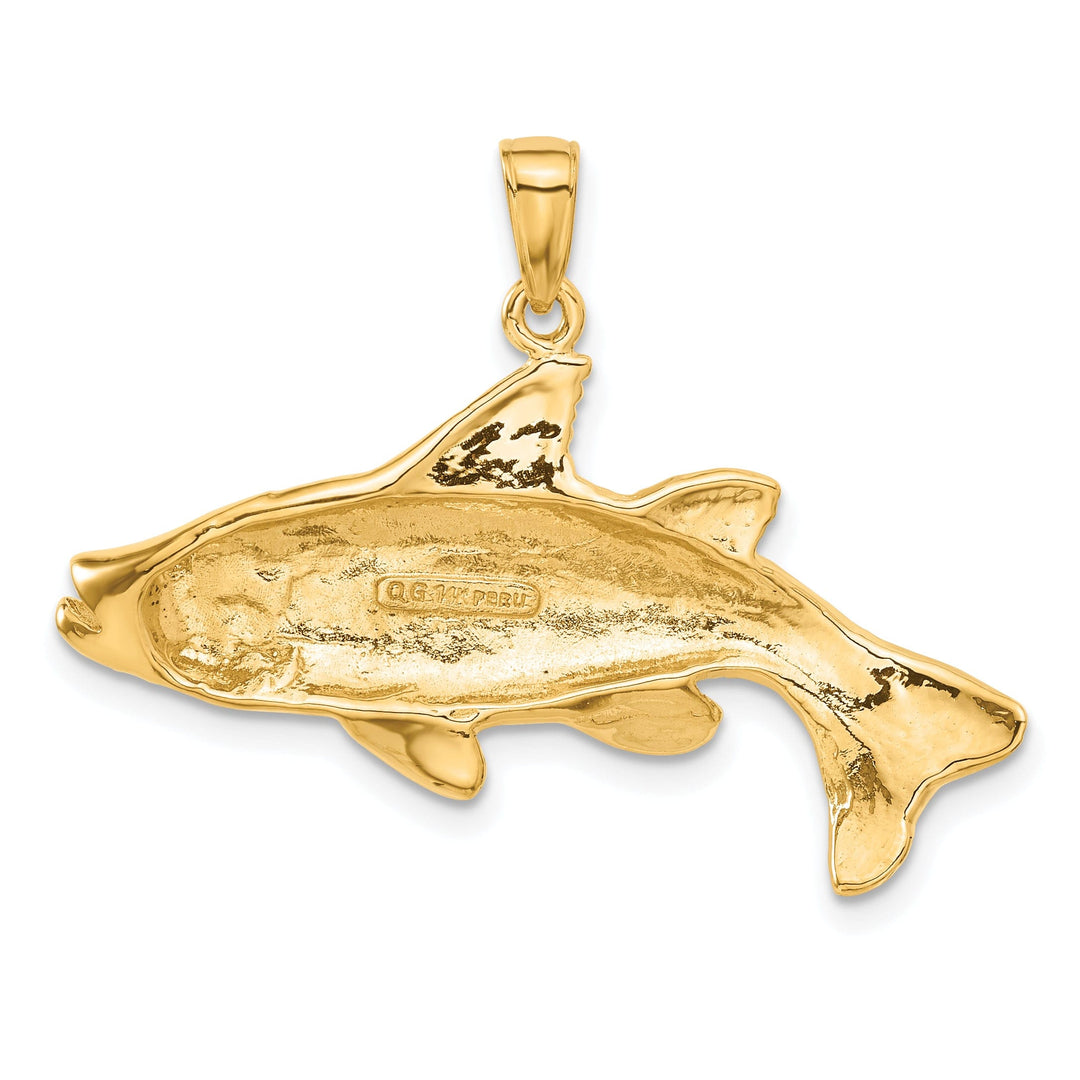 14k Yellow Gold Solid Open-Backed Polished Finish Redfish Charm Pendant