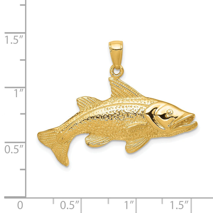 14k Yellow Gold Solid Open-Backed Polished Finish Redfish Charm Pendant