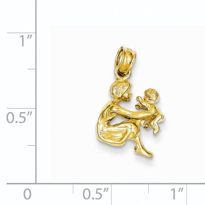 14k Yellow Gold Mother holding child Pendant