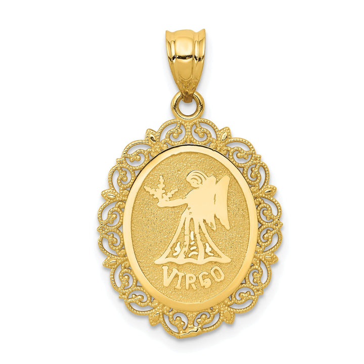 14k Yellow Gold Solid Virgo Zodiac Pendant