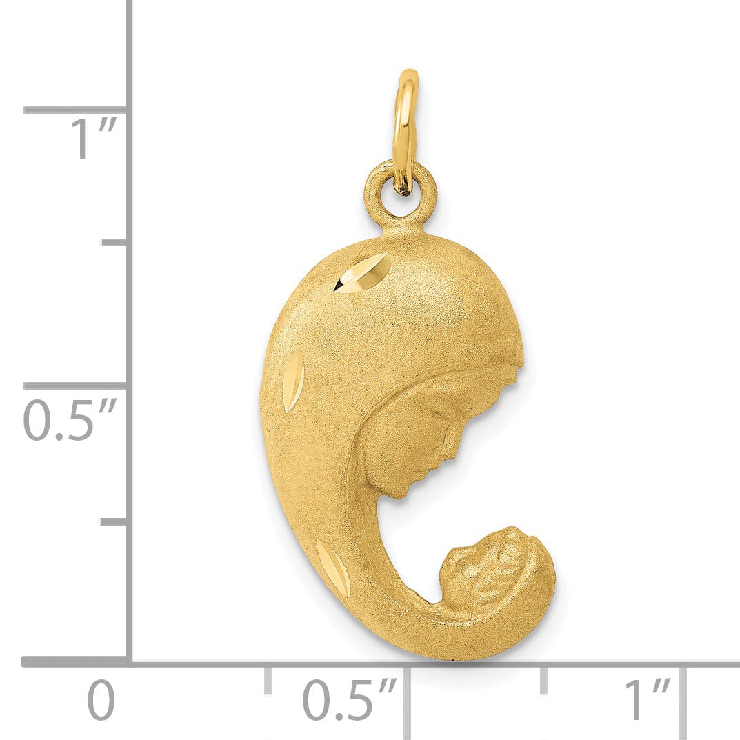 Solid 14k Yellow Gold Mother and Baby Pendant