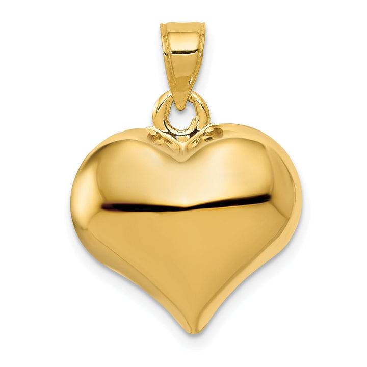 14K Yellow Gold Polished Finish 3 D Puffed Heart Design Pendant