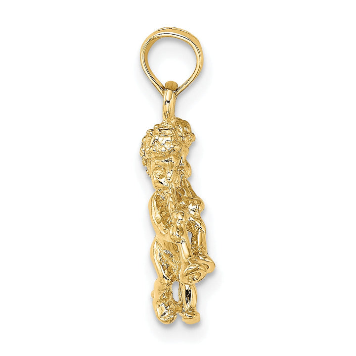 14k Yellow Gold Polished Texture Finish3-D Gemini Zodiac Charm Pendant