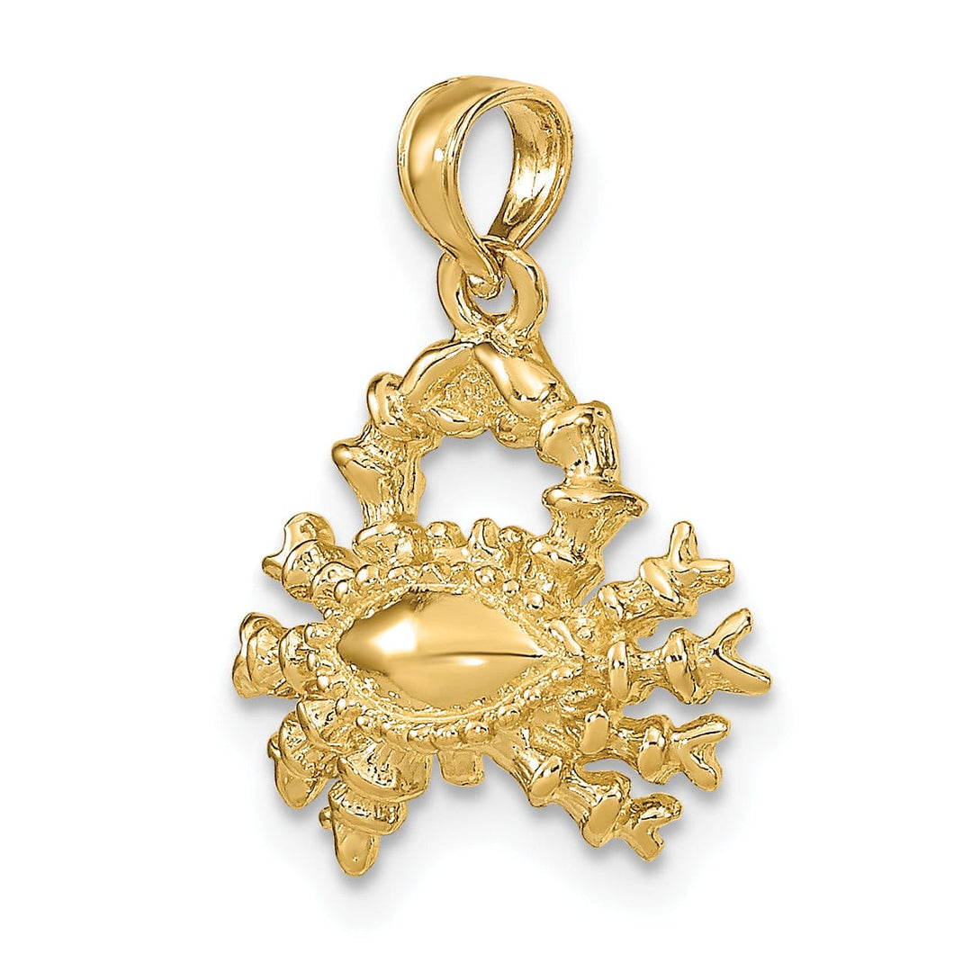 14k Yellow Gold Polished Texture Finish3-D Cancer Zodiac Charm Pendant