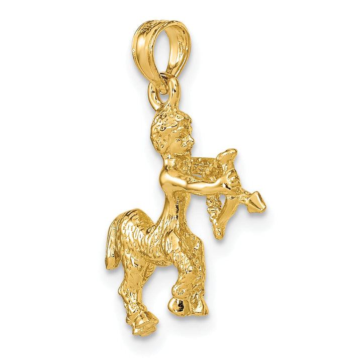 14k Yellow Gold Polished Texture Finish3-D Sagittarius Zodiac Charm Pendant