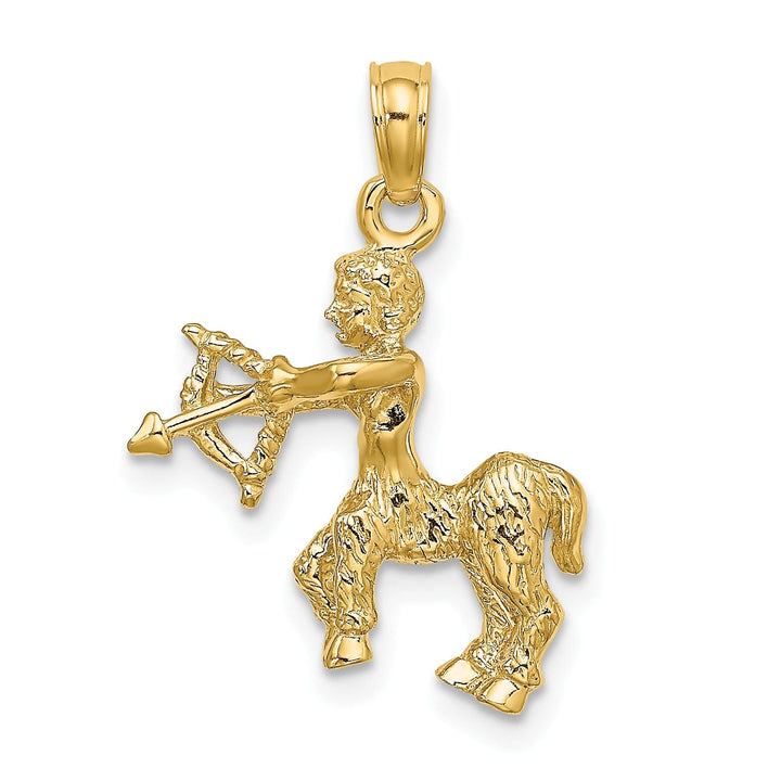 14k Yellow Gold Polished Texture Finish3-D Sagittarius Zodiac Charm Pendant