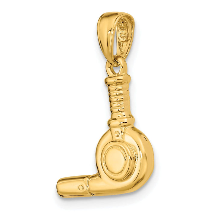 Solid 14k Yellow Gold 3D Blow Dryer Pendant