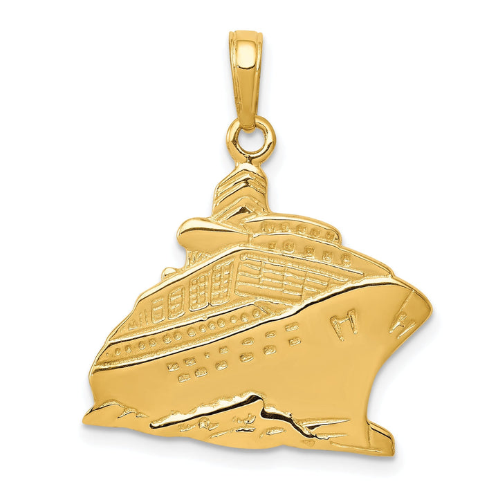 14k Yellow Gold Solid Polished Finish Cruise Ship Charm Pendant