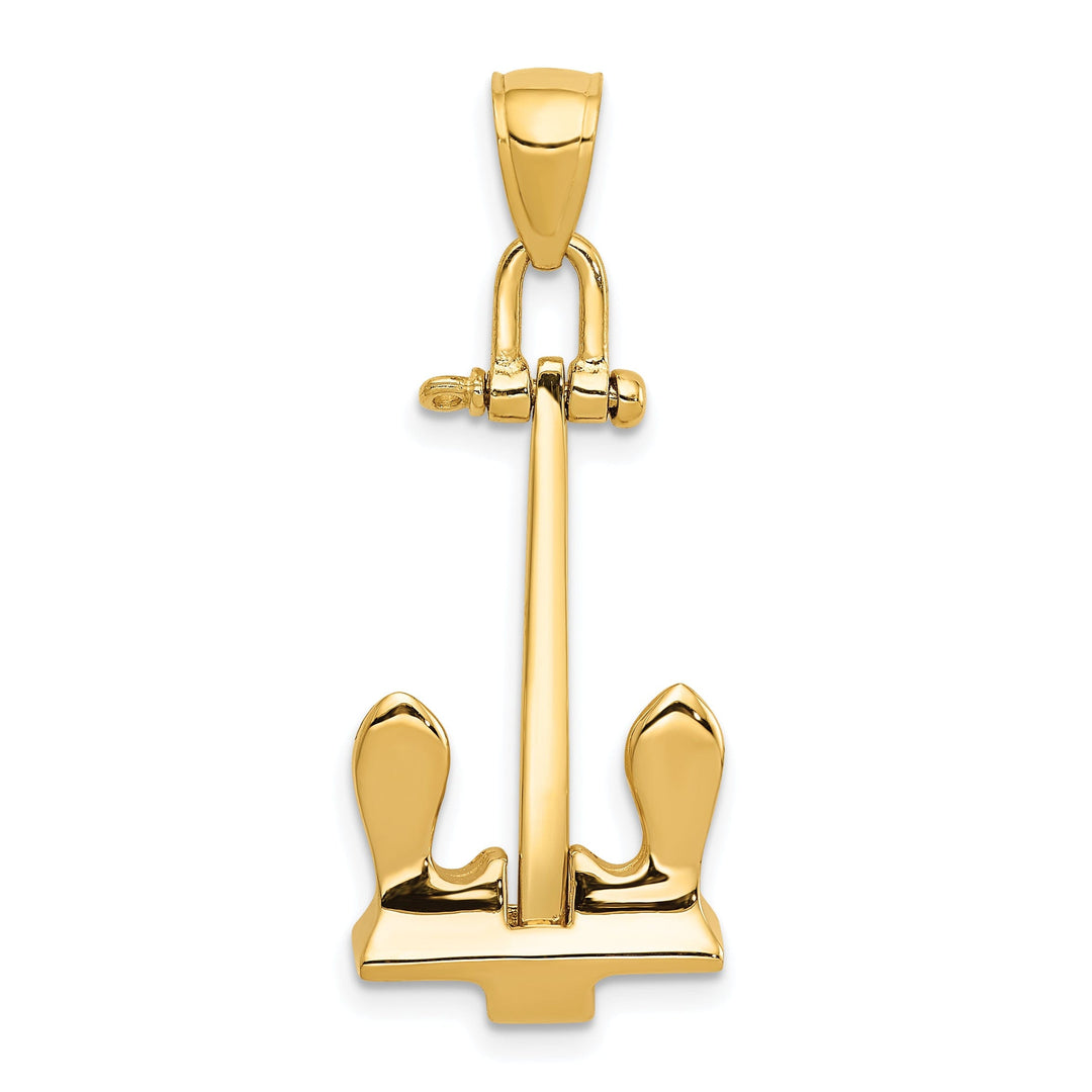 14k Yellow Gold 3-D T-Bar Style Anchor Pendant