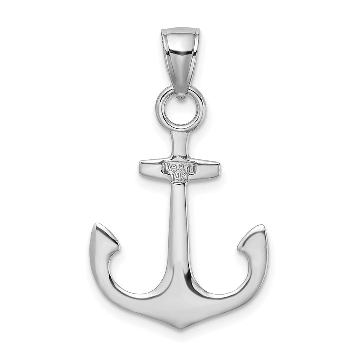 14K White Gold Polished Finished Anchor Charm Pendant