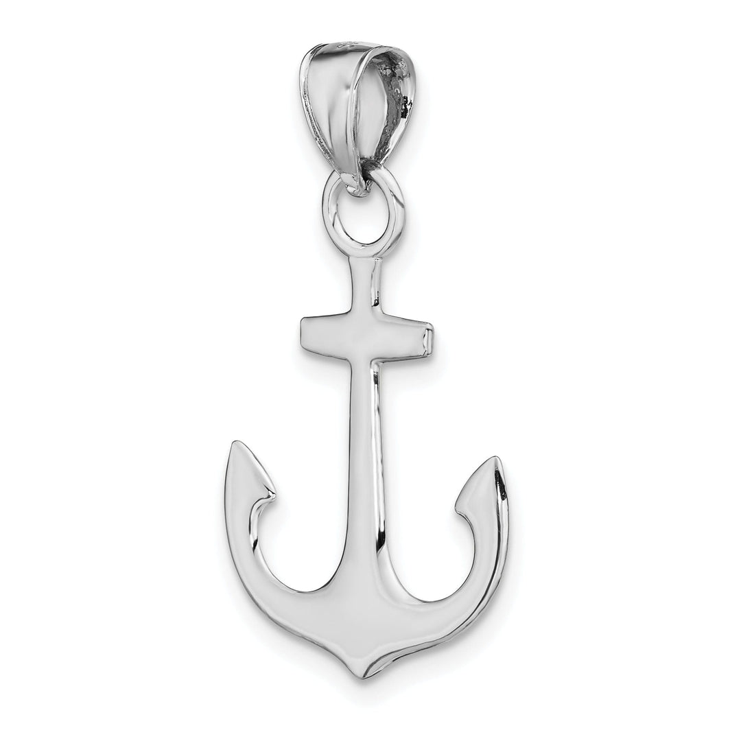 14K White Gold Polished Finished Anchor Charm Pendant