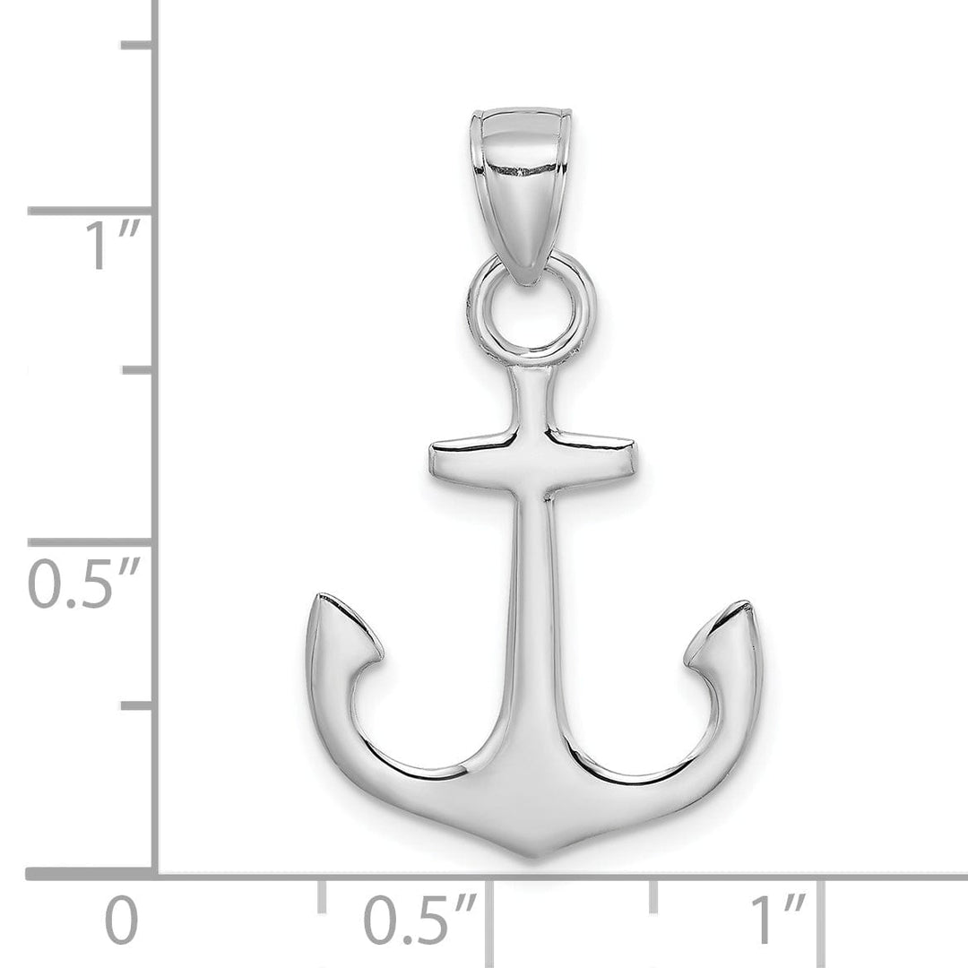 14K White Gold Polished Finished Anchor Charm Pendant