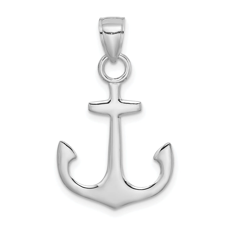 14K White Gold Polished Finished Anchor Charm Pendant