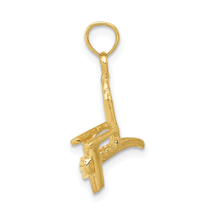 14K Yellow Gold Solid Polished Finish 3-Dimensional Adirondack Beach Chair Charm Pendant