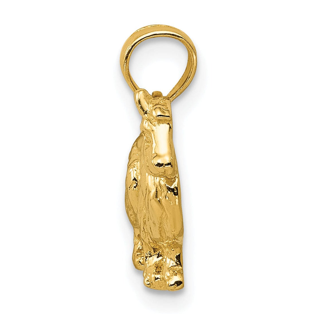 14k Yellow Gold Textured Polished Finish Solid Collie Dog Charm Pendant