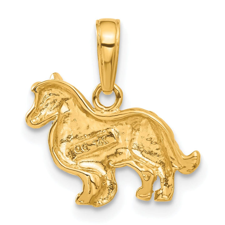 14k Yellow Gold Textured Polished Finish Solid Collie Dog Charm Pendant