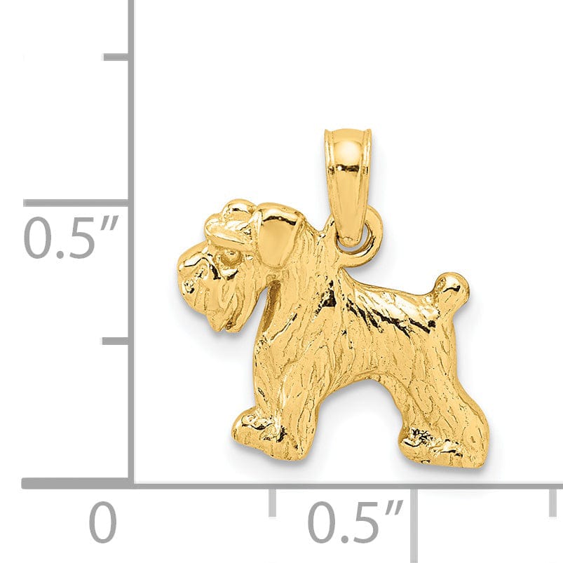 14K Yellow Gold Solid Brushed Diamond Cut Finish Pomeranian Dog Charm Pendant