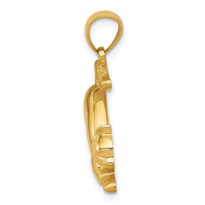 14k Yellow Gold Solid Polished Finish Cat Stretching Charm Pendant