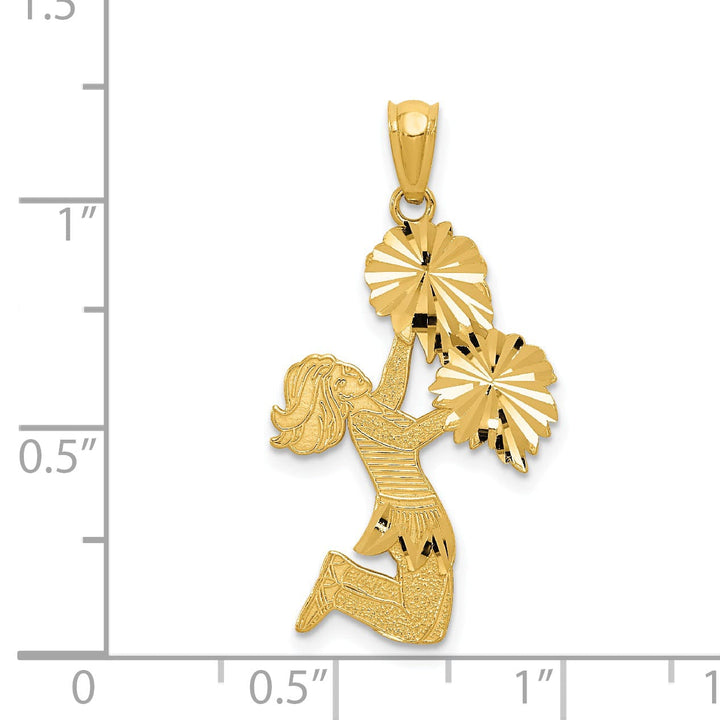 14k Yellow Gold Cheerleader Charm Pendant