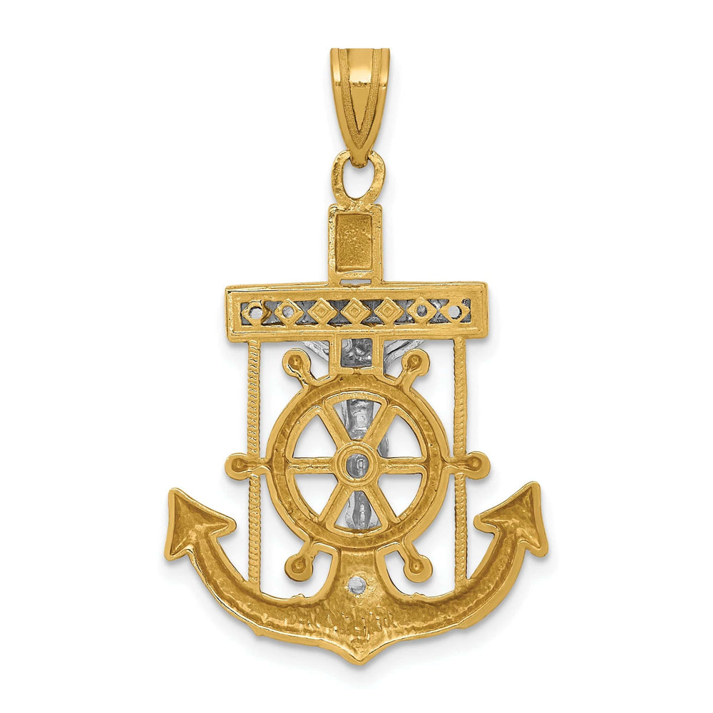 14k Two tone Gold Mariner's Cross Pendant