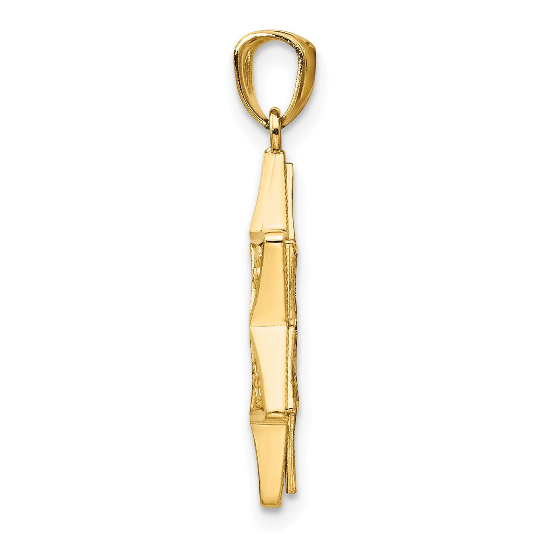 14k Yellow Gold Polish Texture Finish Star of David with Torah Pendant