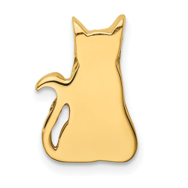 14k Yellow Gold Solid Polished Finish Sitting Cat Cut Out Design Slide Charm Pendant will not fit on Omega Chain