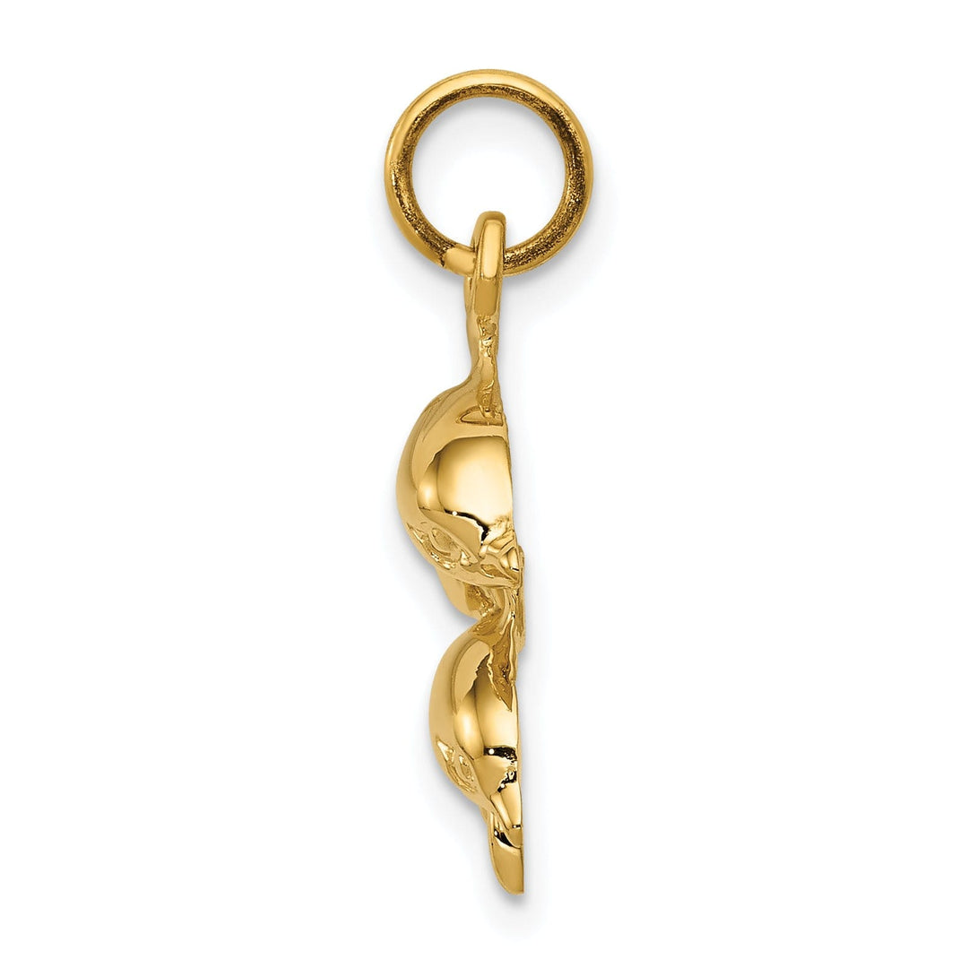 14k Yellow Gold Polished Finish Two Dolphins Design Charm Pendant