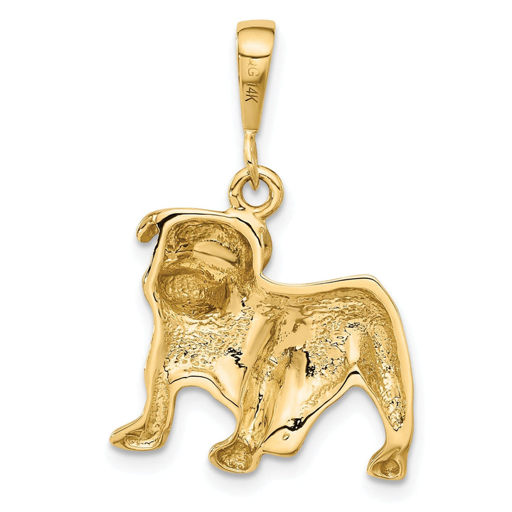 14KYellow Gold Open Back Diamond Cut Brushed Finish Bull Dog Charm Pendant