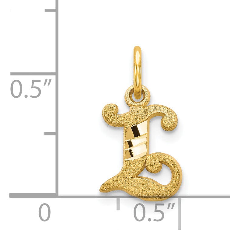 14k Yellow GoldSmall Script Design Letter L Initial Charm Pendant