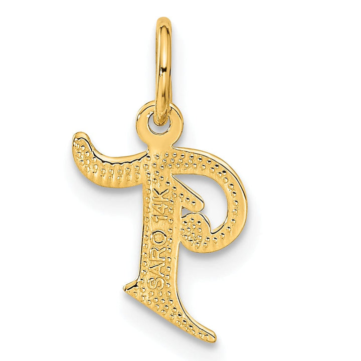 14k Yellow GoldSmall Script Design Letter T Initial Charm Pendant