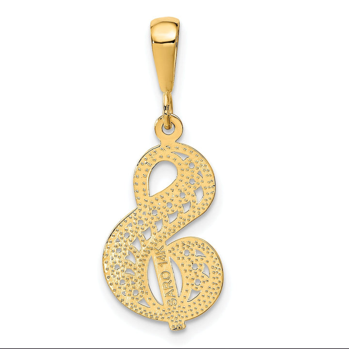 14K Yellow GoldFancy Filigree Script Design Letter S Initial Pendant