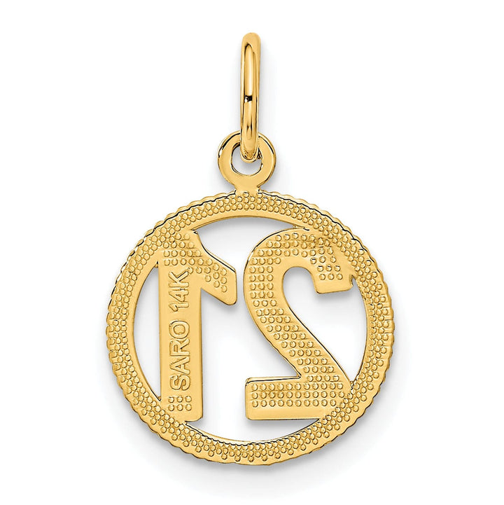 14k Yellow Gold #21 in A Circle Pendant.