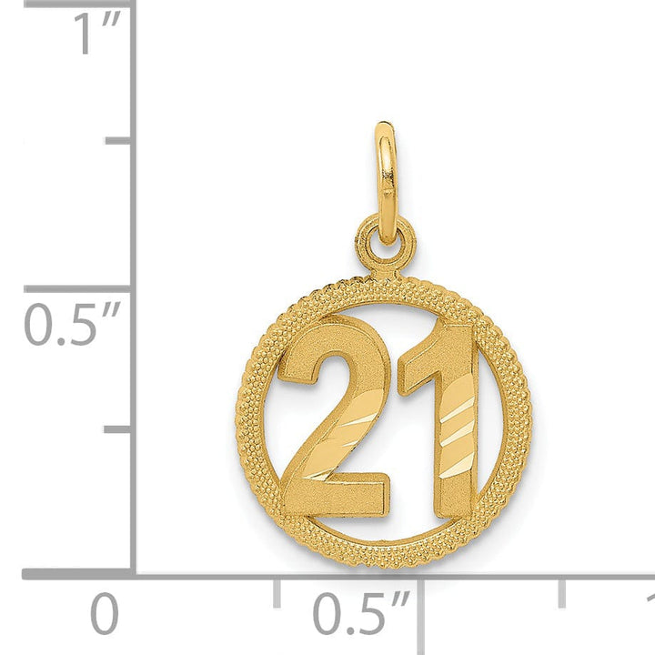 14k Yellow Gold #21 in A Circle Pendant.