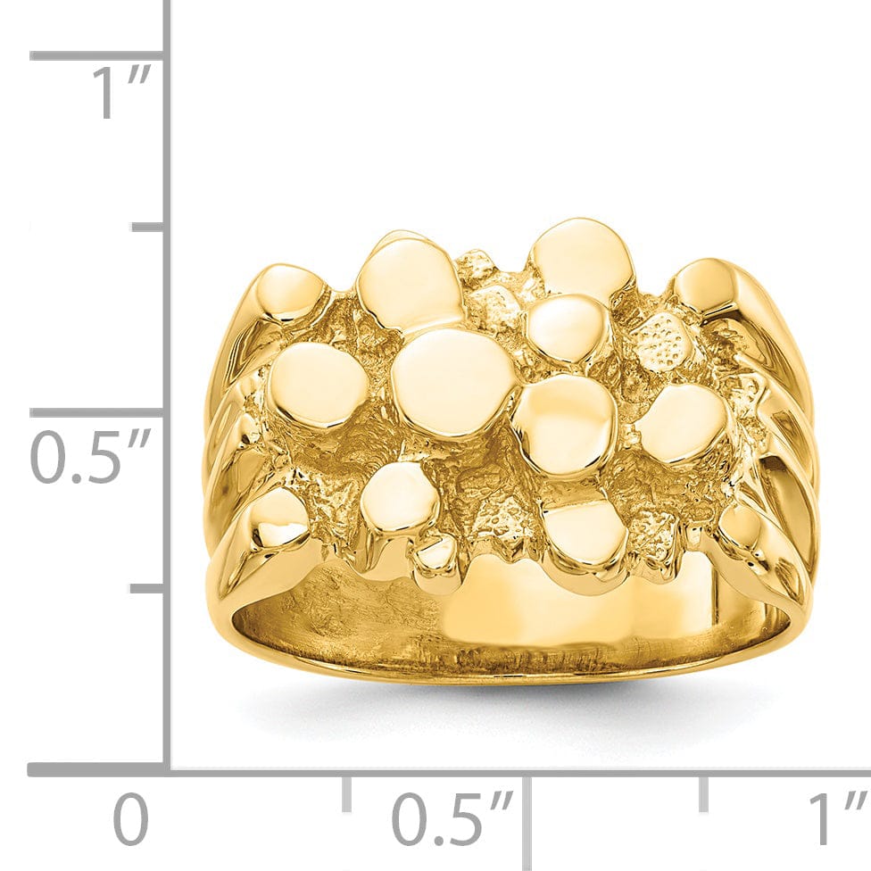 14k Yellow Gold Polished Men's Nugget Ring