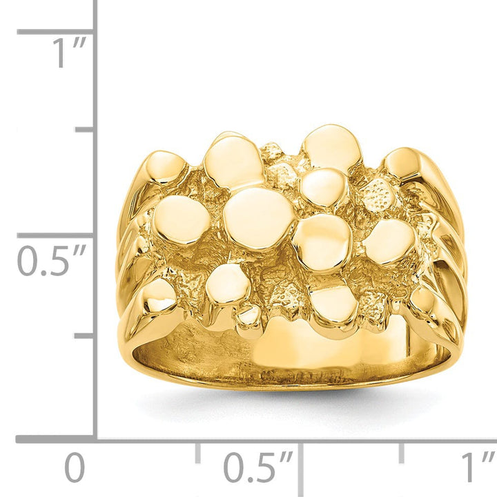 14k Yellow Gold Polished Men's Nugget Ring