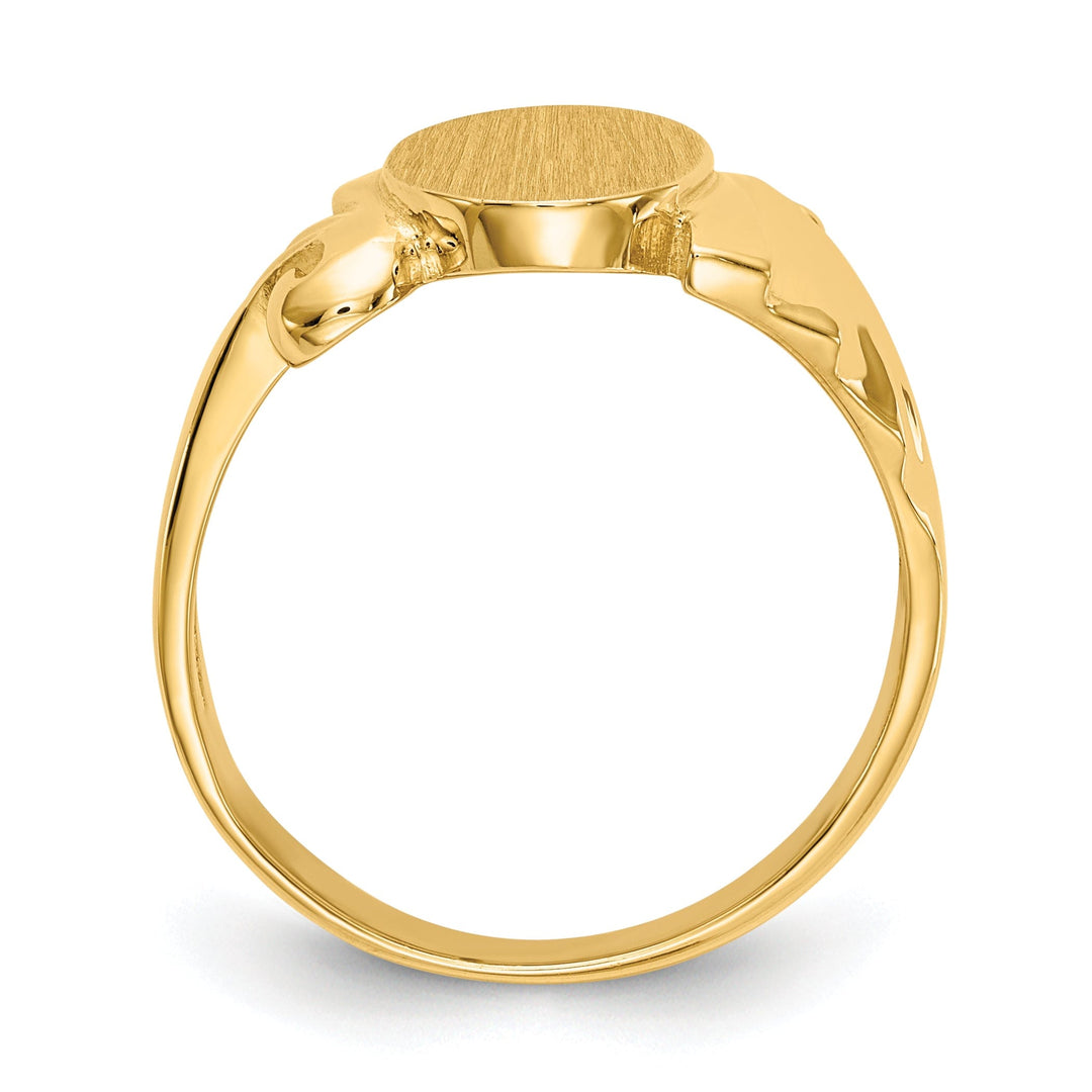 14k Yellow Gold Polished Satin Signet Ring