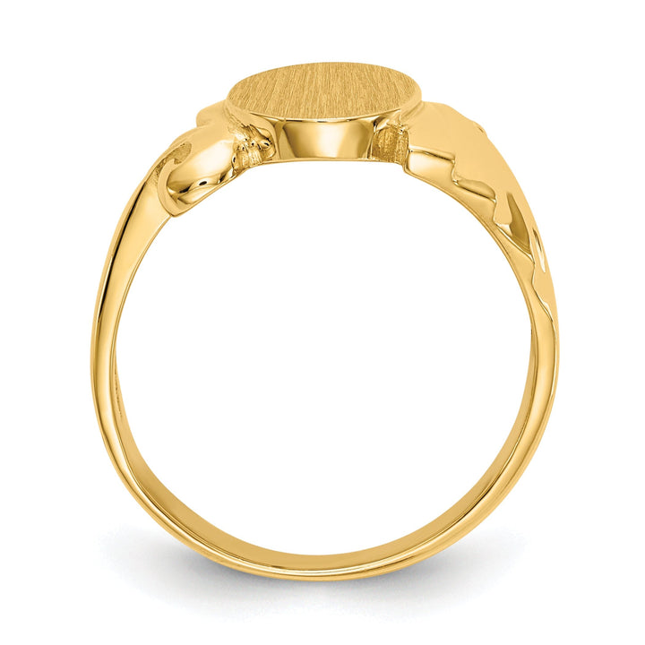 14k Yellow Gold Polished Satin Signet Ring