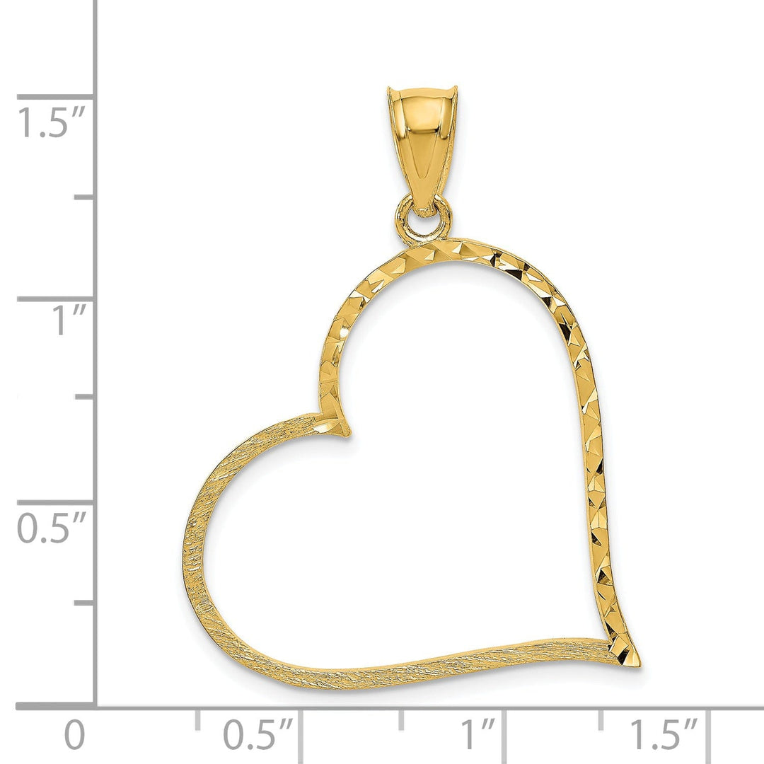 14k Yellow Gold Large Reversible Heart Pendant