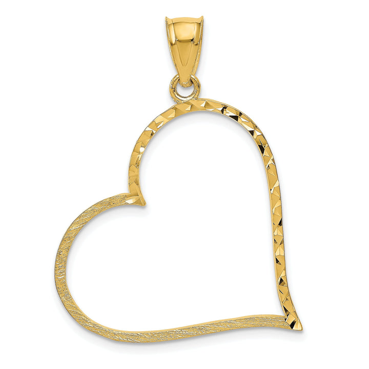 14k Yellow Gold Large Reversible Heart Pendant