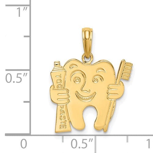 14k Yellow Gold Polished Flat-Backed Dental Charm
