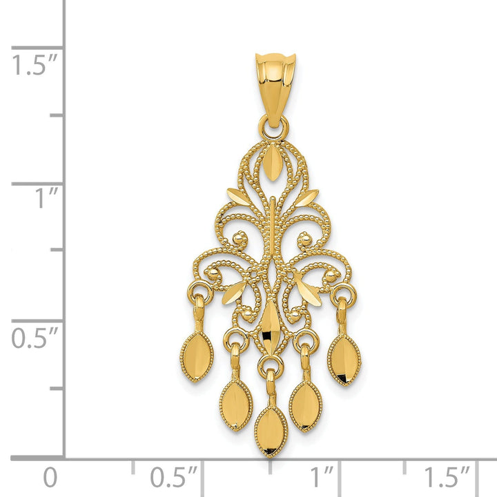 14k Yellow Gold Polished D.C Chandelier Design Pendant