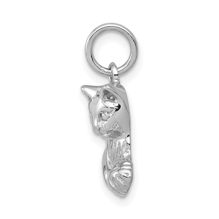 14k White Gold Open Back Polished Finish Cat Playing with Ball Design Charm Pendant