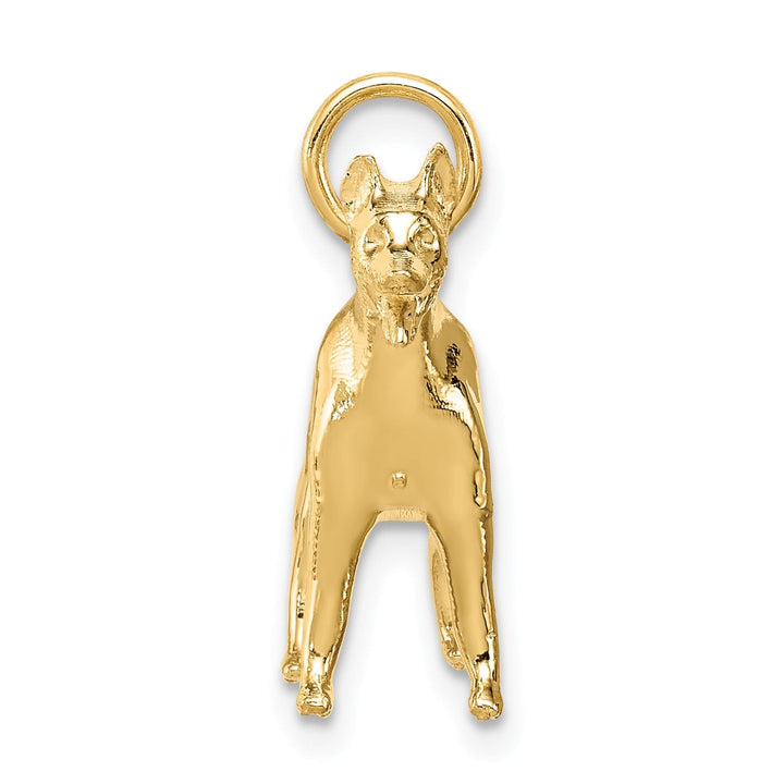 14k Yellow Gold Solid Polished Textured Finish 3-Diamentional German Shepherd Charm Pendant