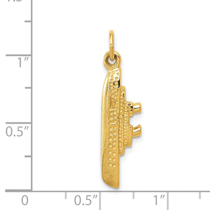 14k Yellow Gold Solid Polished Finish 3-Dimensional Cruise Ship Charm Pendant