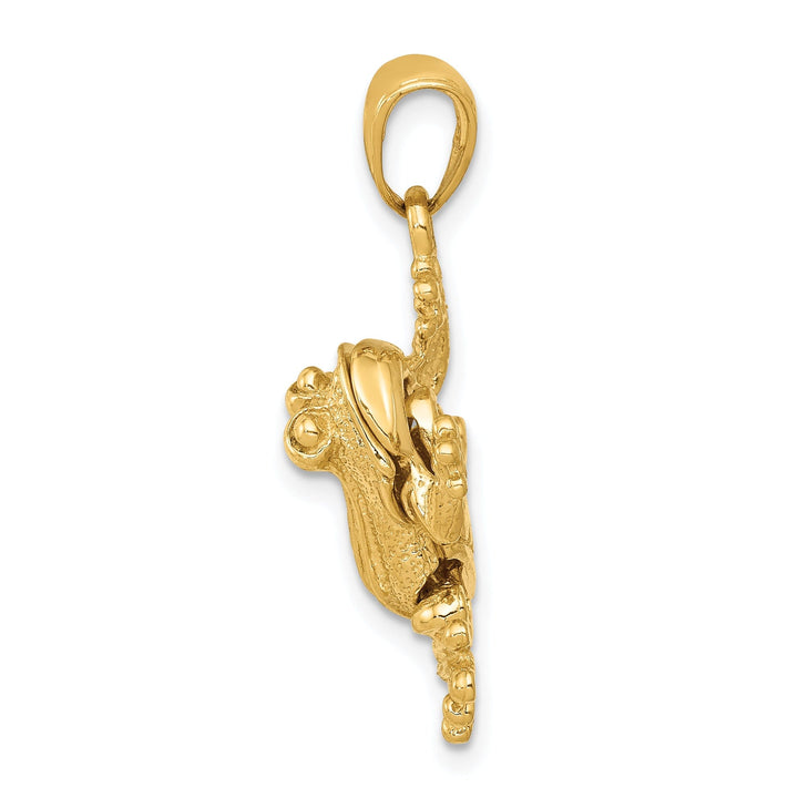 14k Yellow Gold Solid Polished Finish 3-Dimensional Moveable Frog Charm Pendant