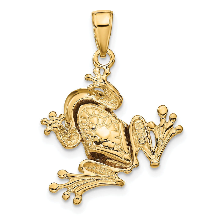 14k Yellow Gold Solid Polished Finish 3-Dimensional Moveable Frog Charm Pendant