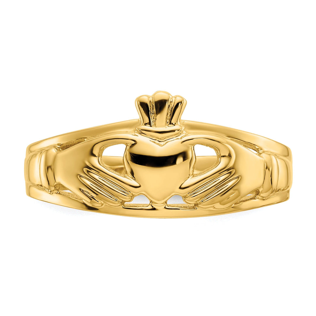 14kt yellow gold polished ladies claddagh ring